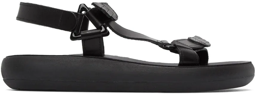 Ancient Greek Sandals Black Poria Sandals