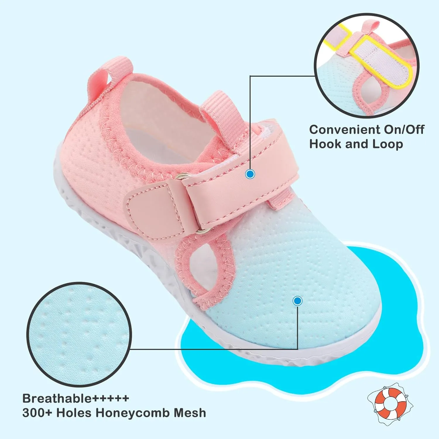 Besroad Toddler Water Shoes Boys Girls Swim Aqua Shoes Breathable Quick Dry Barefoot Sandals for Beach Swimming Pool