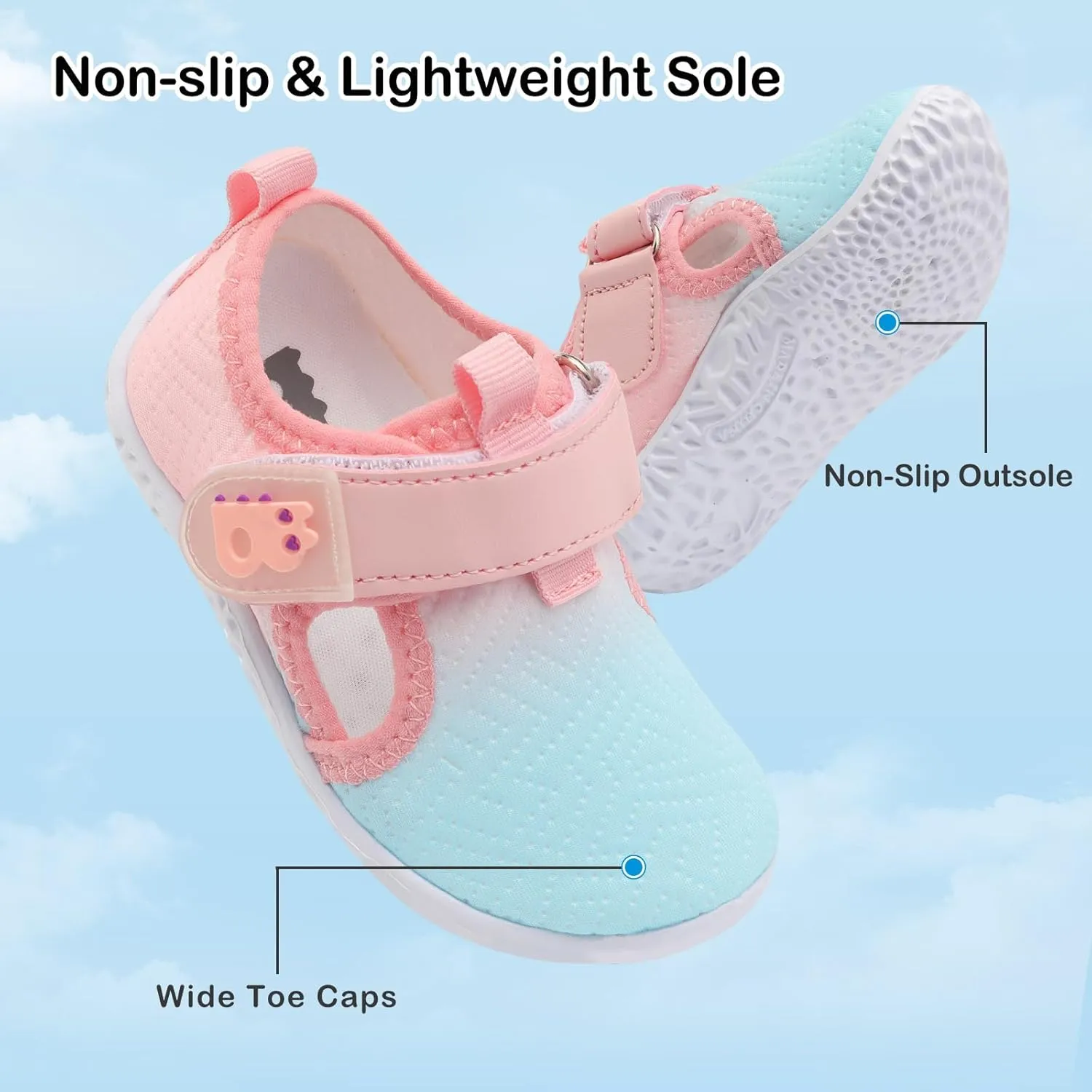Besroad Toddler Water Shoes Boys Girls Swim Aqua Shoes Breathable Quick Dry Barefoot Sandals for Beach Swimming Pool