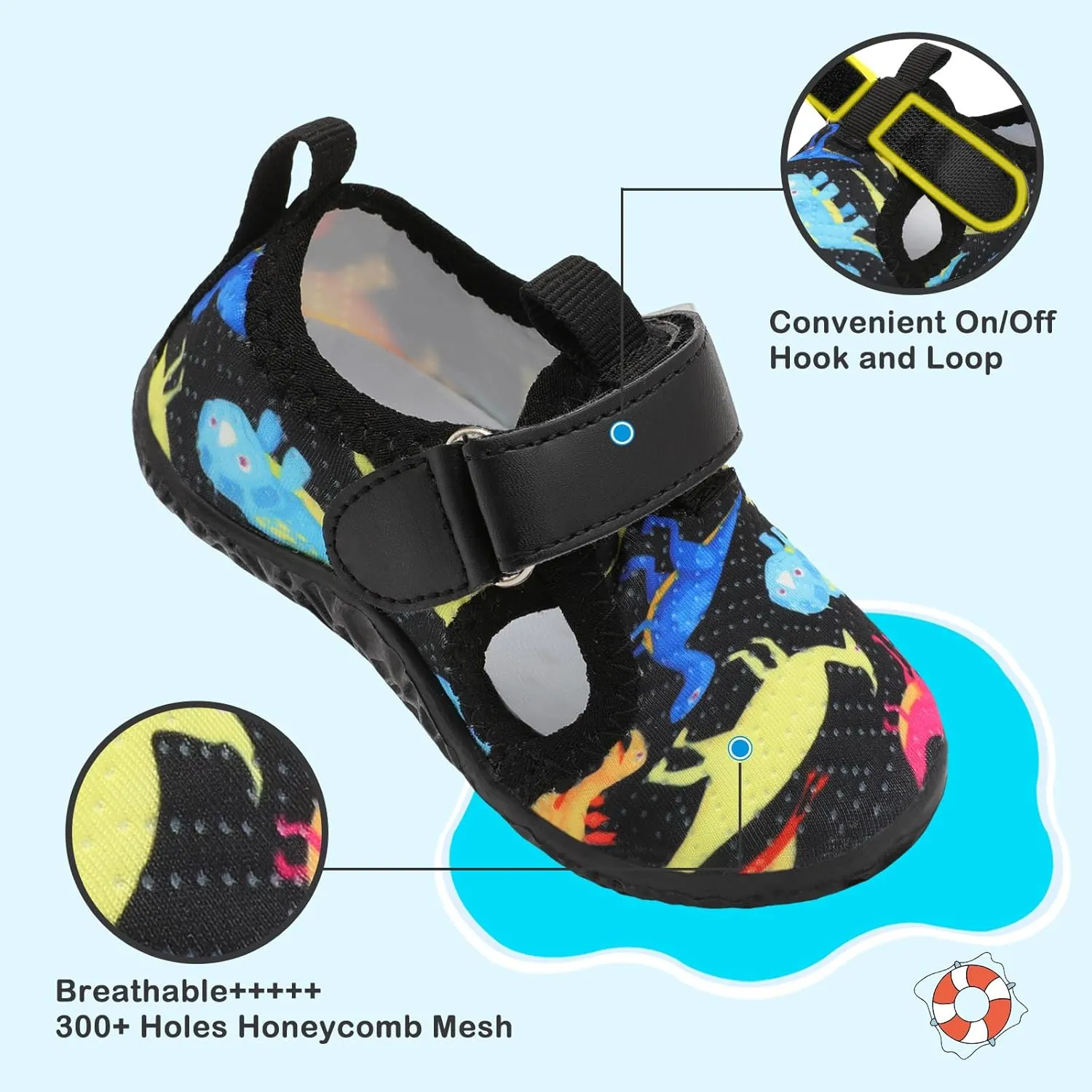 Besroad Toddler Water Shoes Boys Girls Swim Aqua Shoes Breathable Quick Dry Barefoot Sandals for Beach Swimming Pool