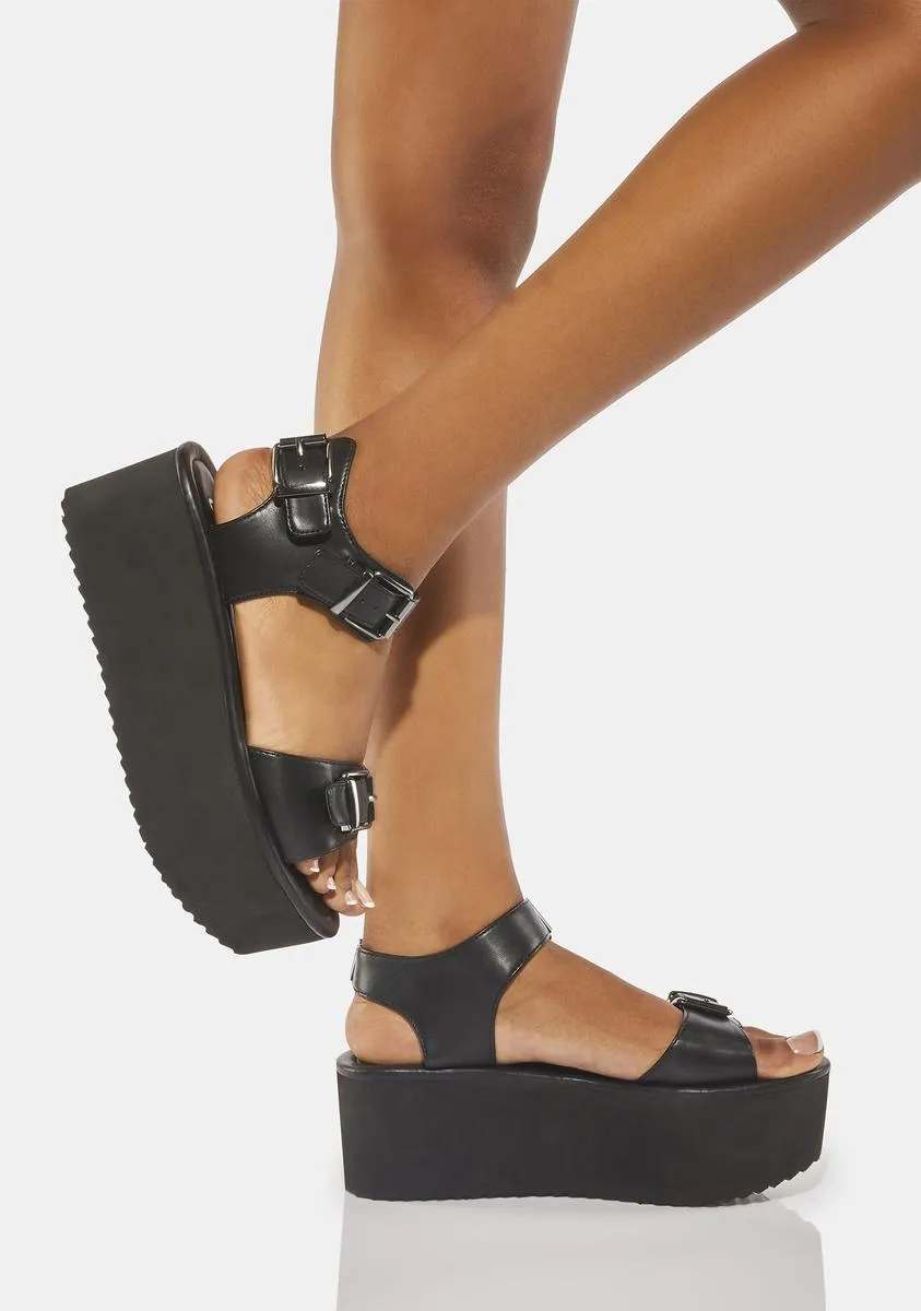 Black Chase Platform Sandals