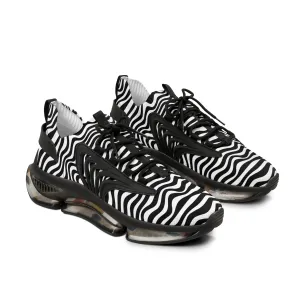 Black Waves Men's Mesh Sneakers, Black and White Wavy Print Men's Sneakers Best Comfy Men's Mesh Sports Sneakers Shoes (US Size: 5-12)