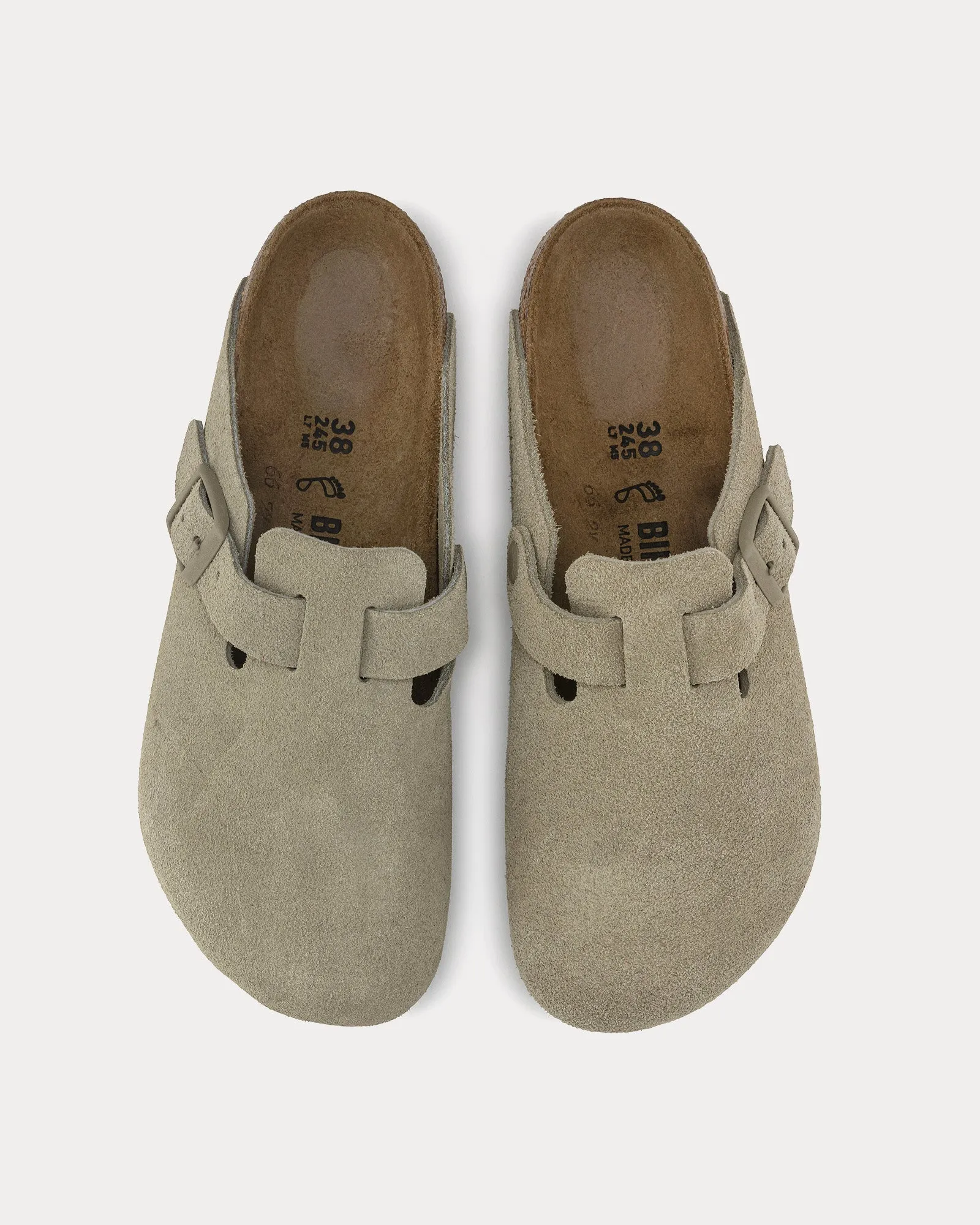 Boston Suede Leather Faded Khaki Clogs