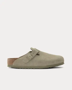 Boston Suede Leather Faded Khaki Clogs
