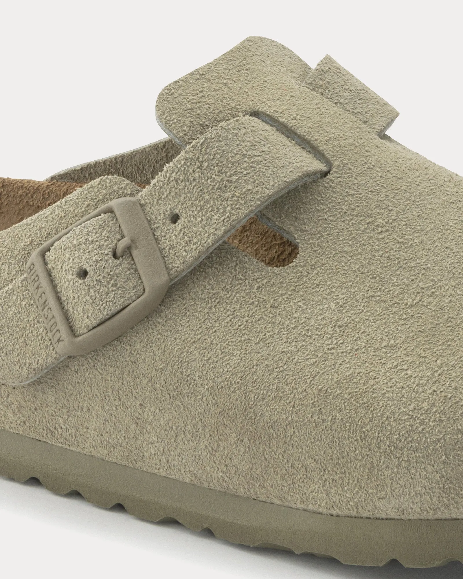 Boston Suede Leather Faded Khaki Clogs