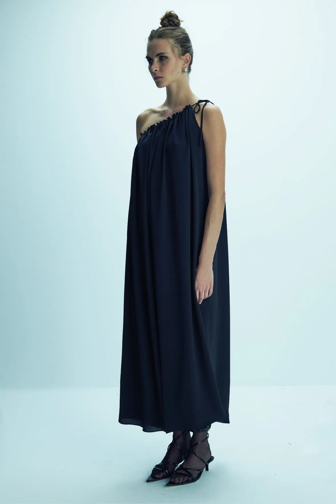 Chrissy One-Shoulder Dress in Black