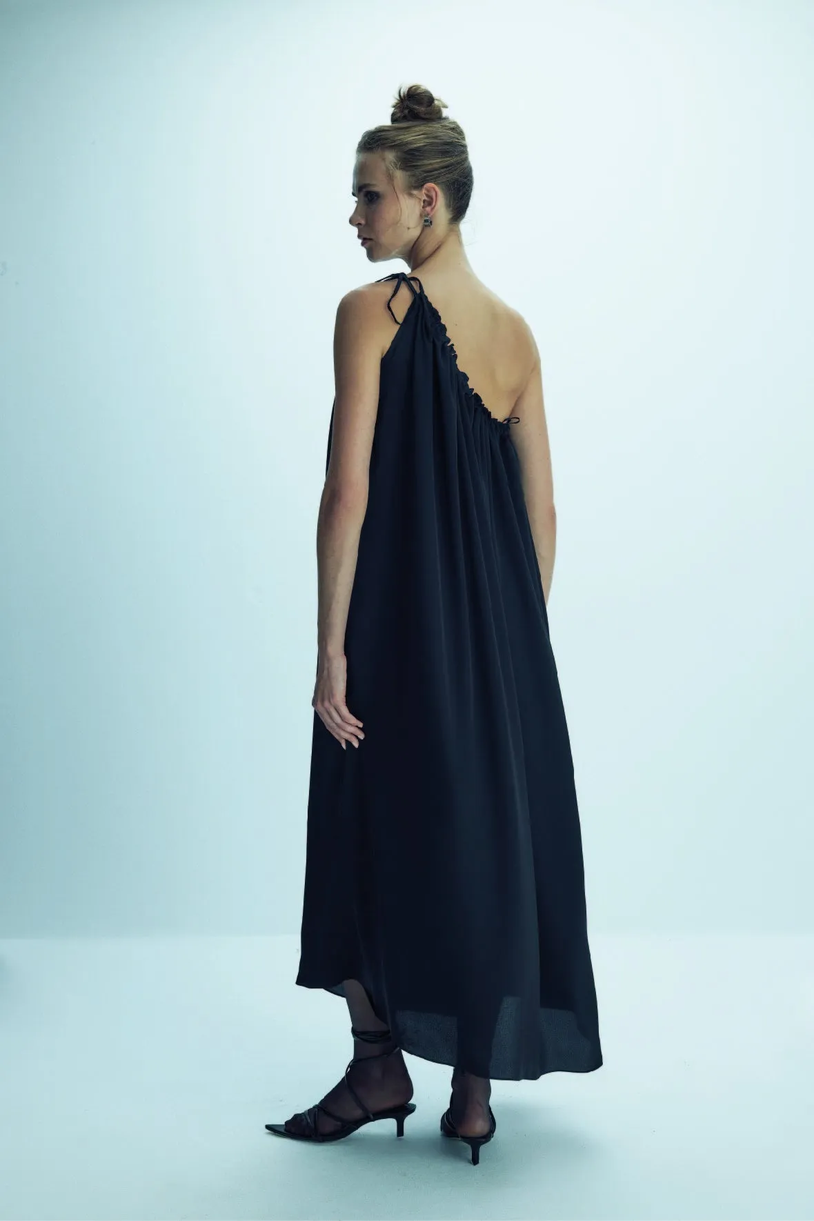 Chrissy One-Shoulder Dress in Black