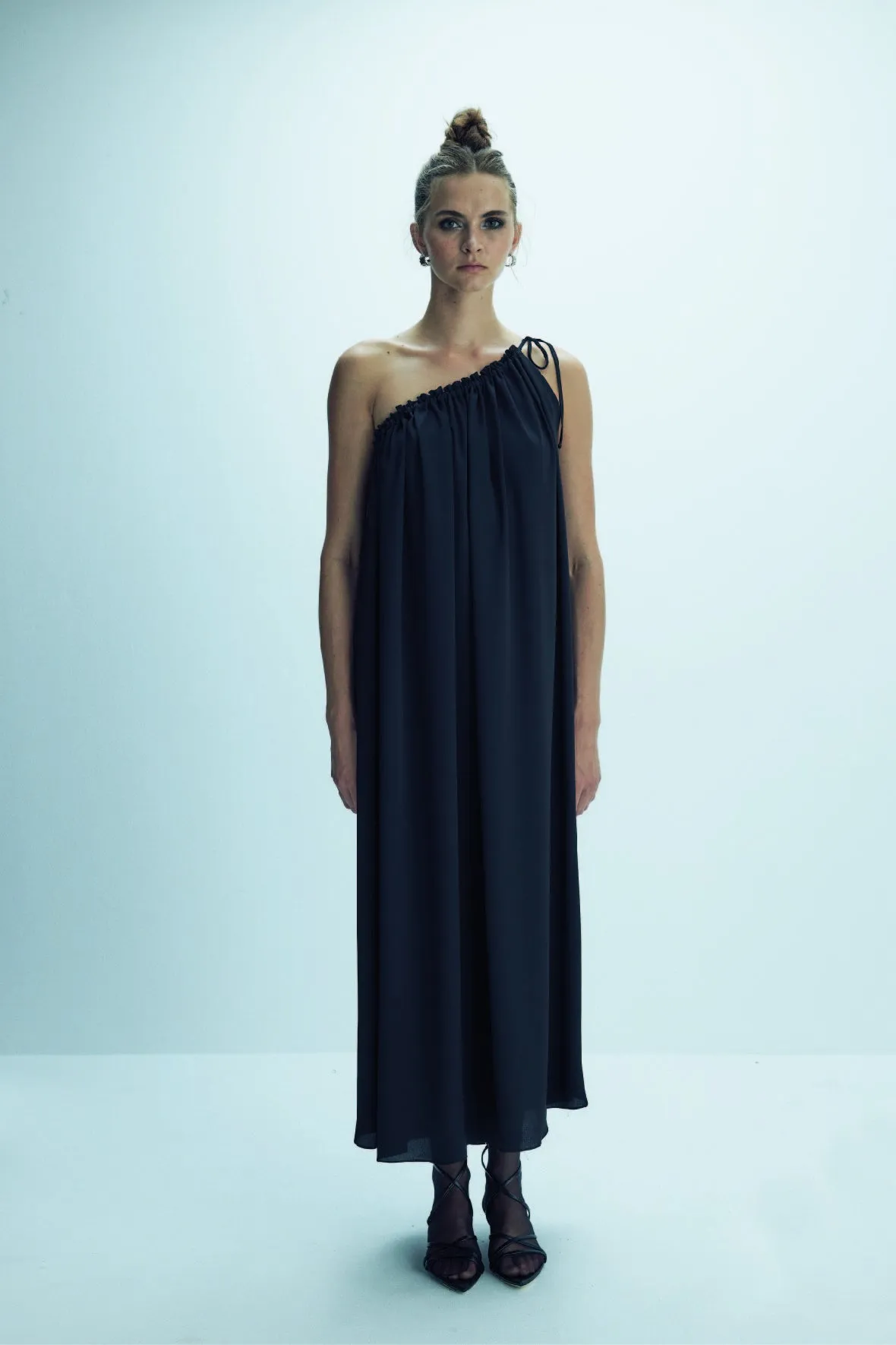 Chrissy One-Shoulder Dress in Black