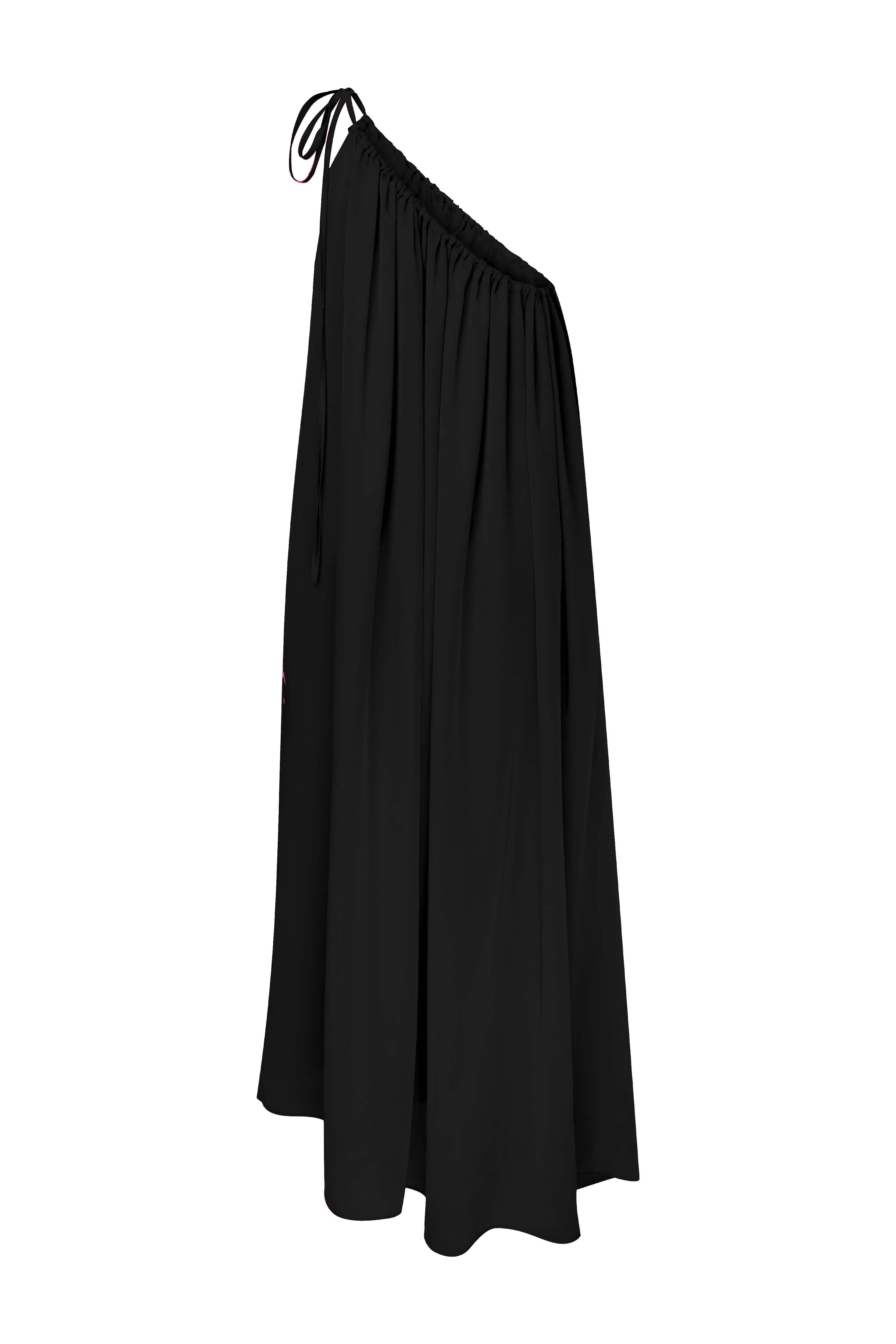 Chrissy One-Shoulder Dress in Black