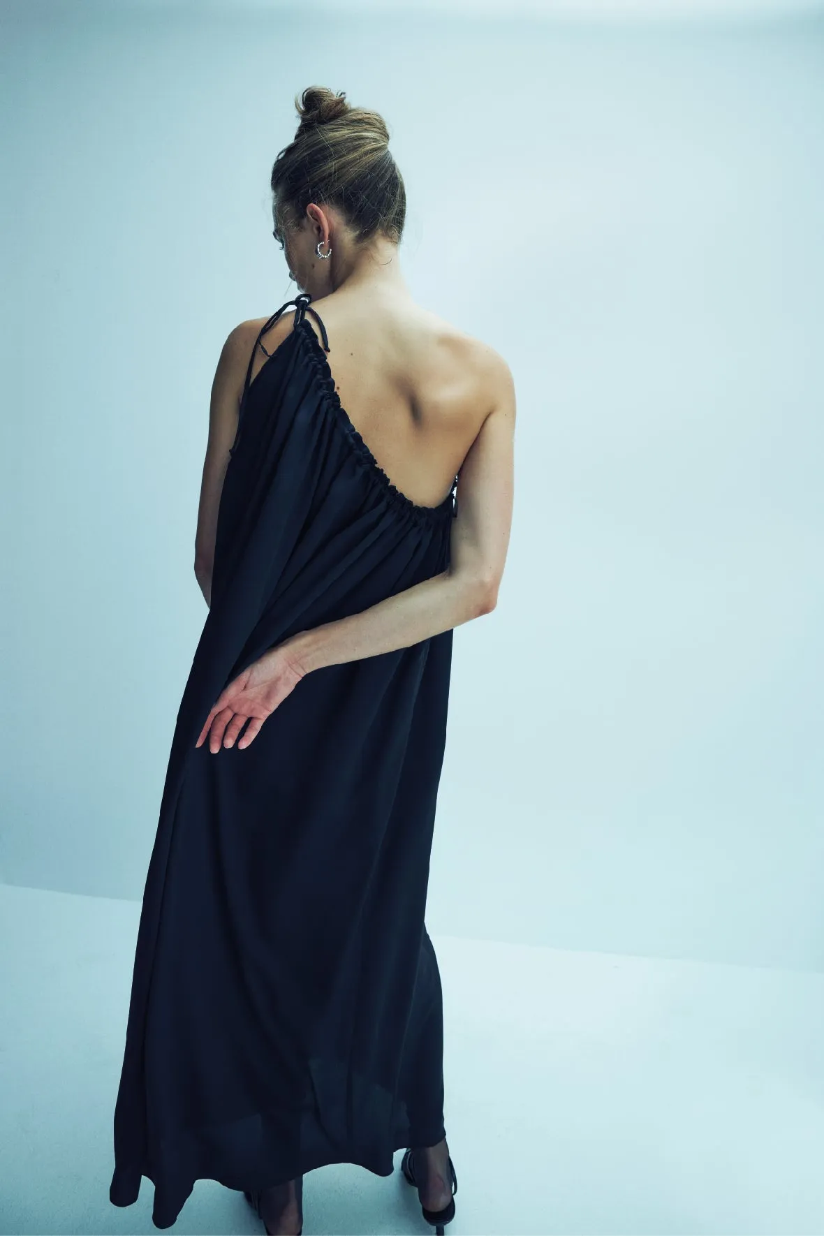 Chrissy One-Shoulder Dress in Black