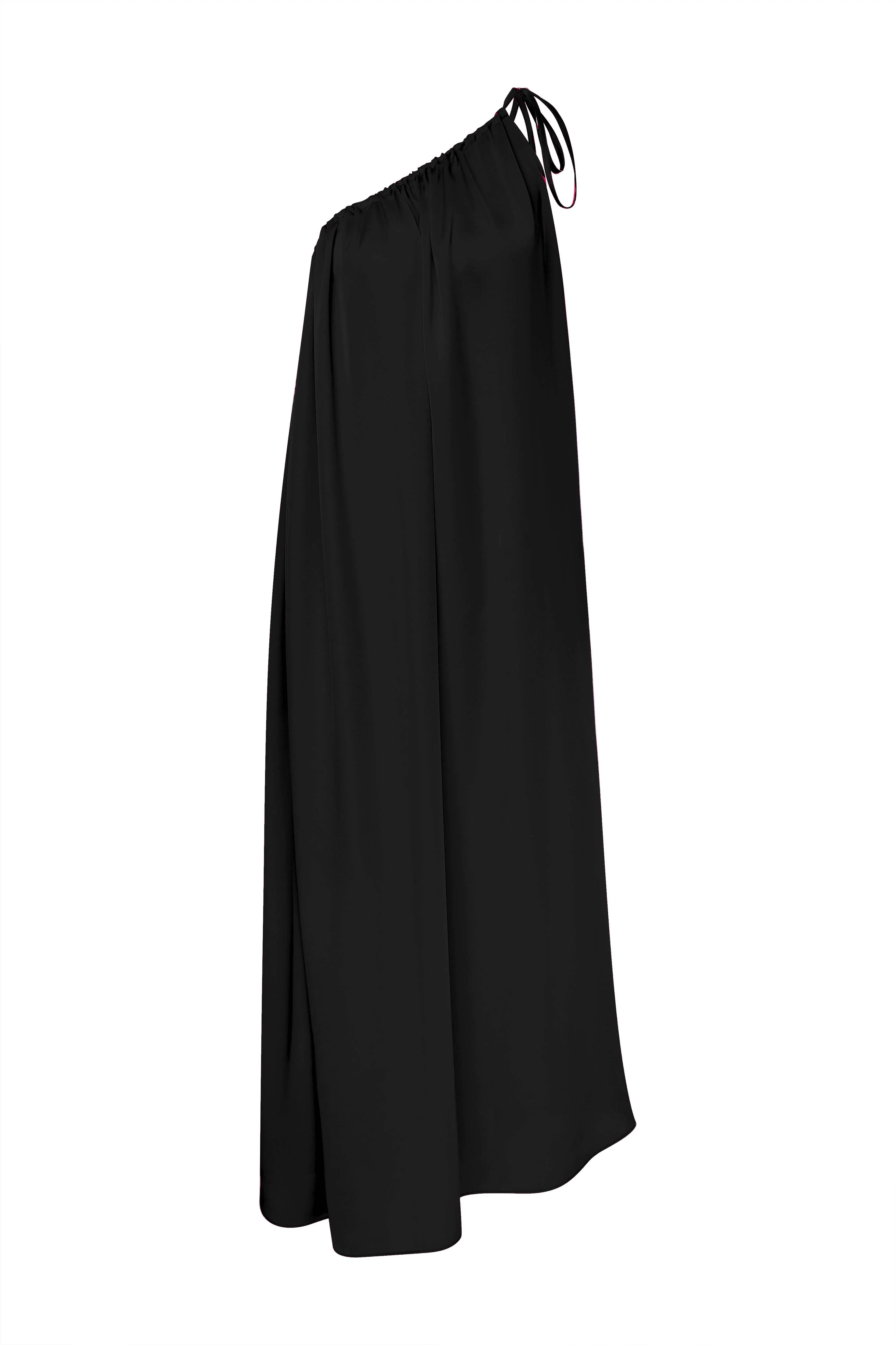 Chrissy One-Shoulder Dress in Black