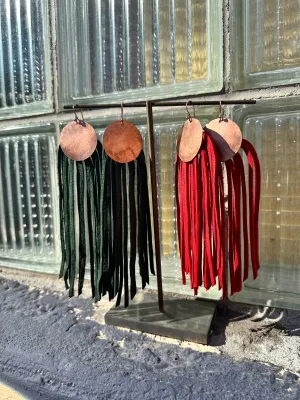 Copper   Leather Fringe Earring