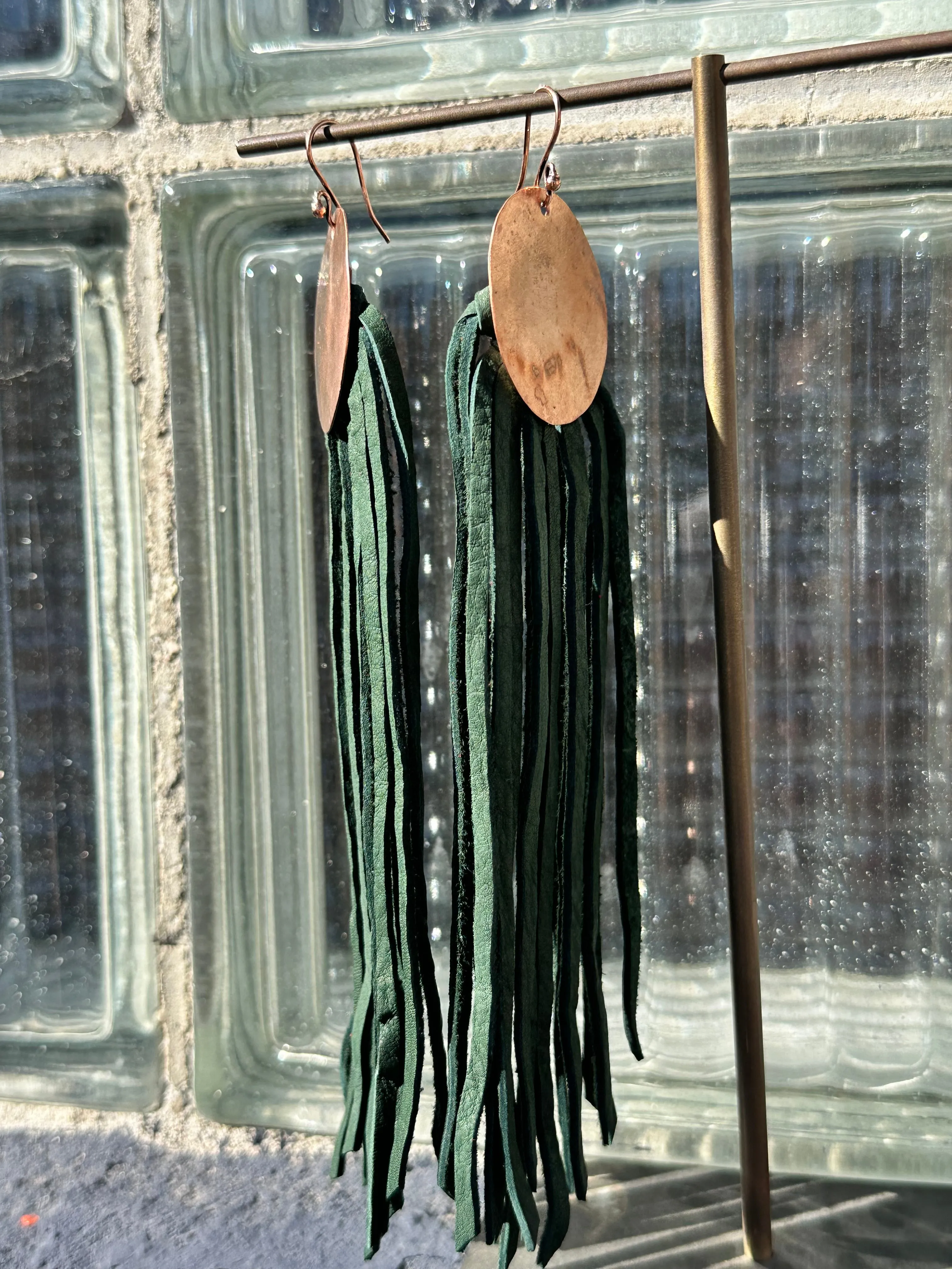 Copper   Leather Fringe Earring