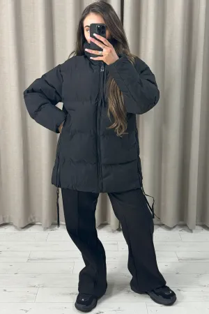 Cynthia Black Padded Longline Puffer Coat