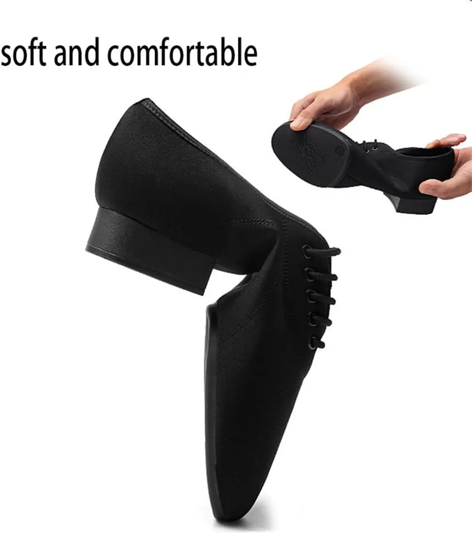 Dance Shoes for Men, Lace-Up 1.77 Inchs Heel Professional Latin Jazz Performance Shoes Breathable Split Sole Dancing Trainers