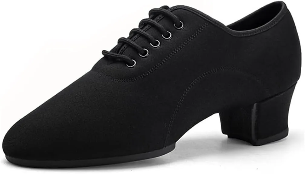 Dance Shoes for Men, Lace-Up 1.77 Inchs Heel Professional Latin Jazz Performance Shoes Breathable Split Sole Dancing Trainers