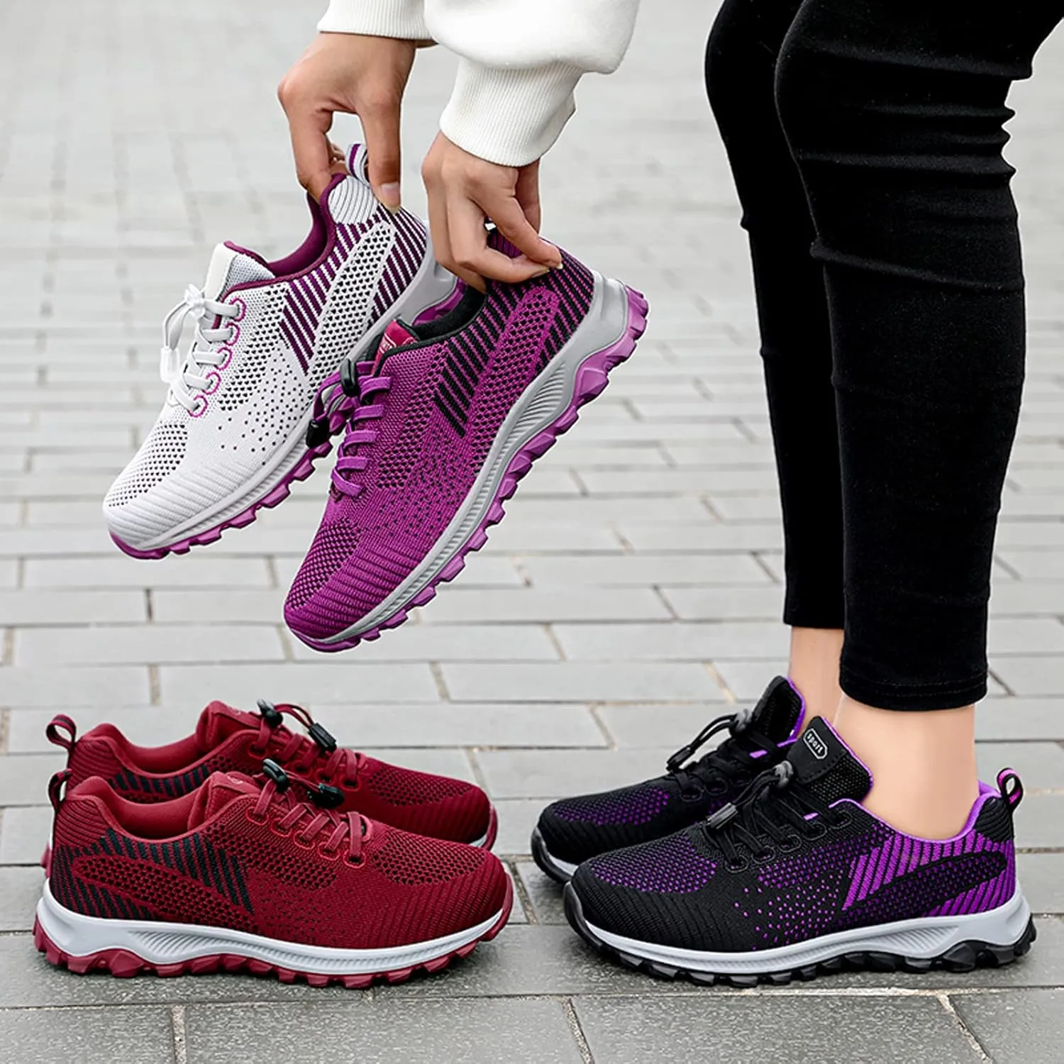 EFTCAL Women's Mesh Breathable Running Shoes,Cushioning Lightweight Non-Slip Fashion Sneakers Workout Jogging Tennis Outdoor Travel Casual Shoes