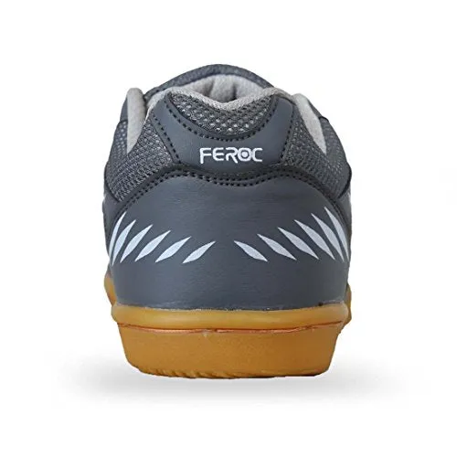 FEROC Men's Yellow, Grey Badminton Shoes - 8