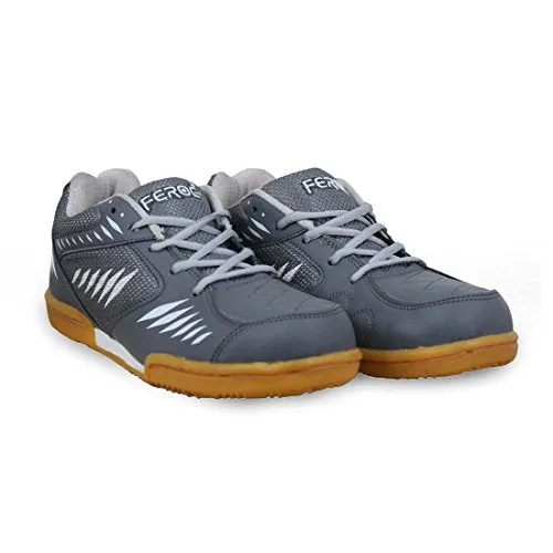 FEROC Men's Yellow, Grey Badminton Shoes - 8