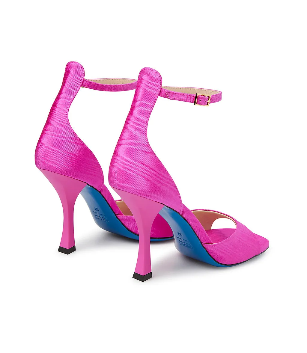 Fuchsia moiré fabric sandals