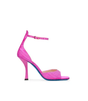 Fuchsia moiré fabric sandals