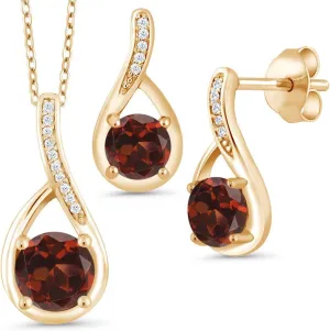 Gem Stone King 18K Yellow Gold Plated Silver Gemstone Birthstone and Diamond Pendant Earrings