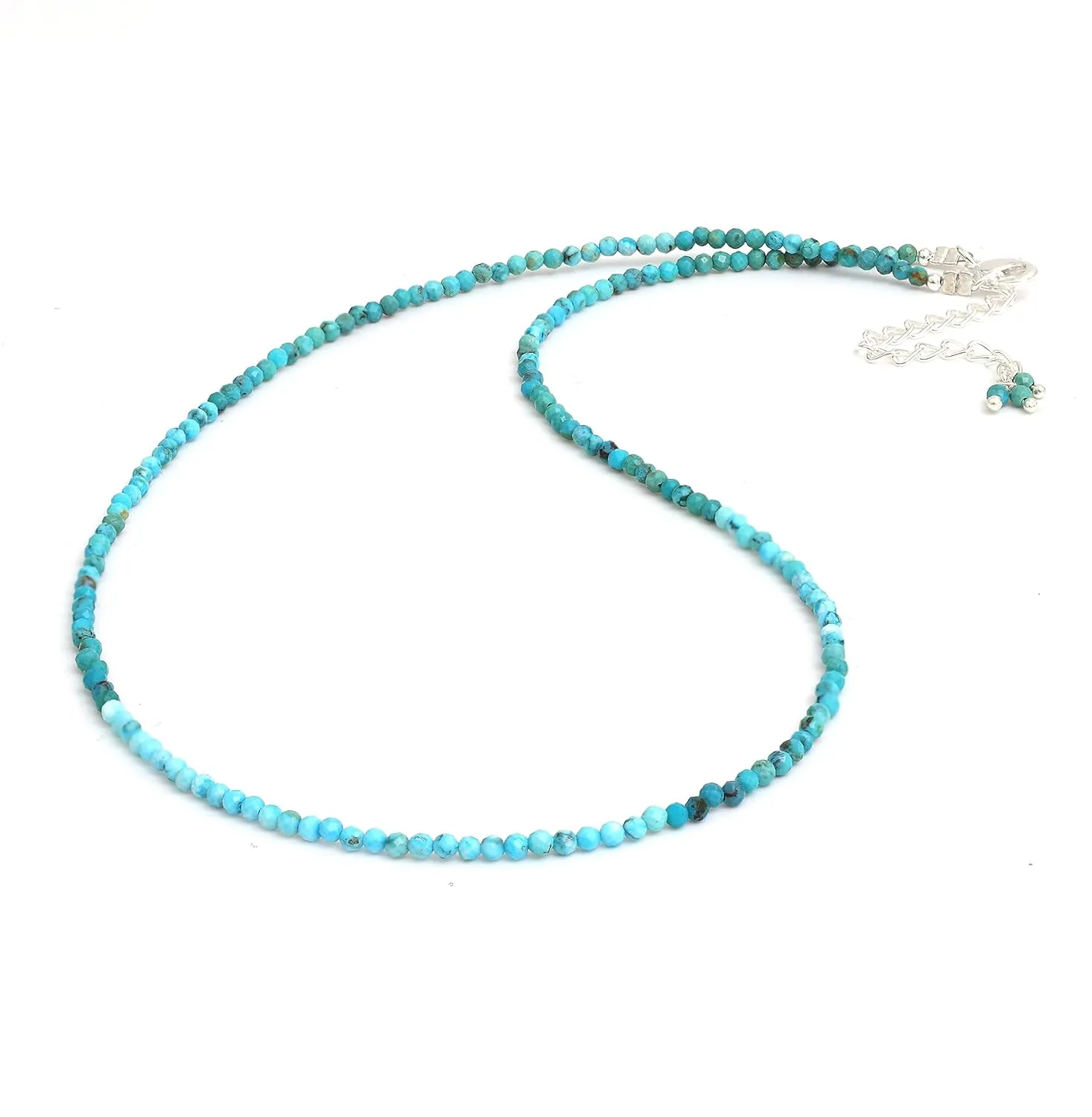 Gempires Turquoise Beaded Choker Necklace December Birthstone Gemstone Jewelry Hypoallergenic 18 Inch Silver Plated Unique Handmade Women Necklaces