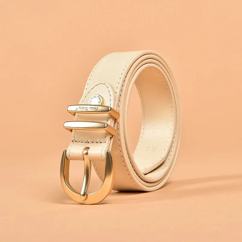 Handmade Genuine Leather Belt with Horseshoe Buckle