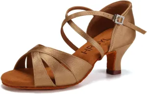 HROYL Women Latin Dance Shoes Professional Practice Performance Ballroom Salsa Dancing Shoes
