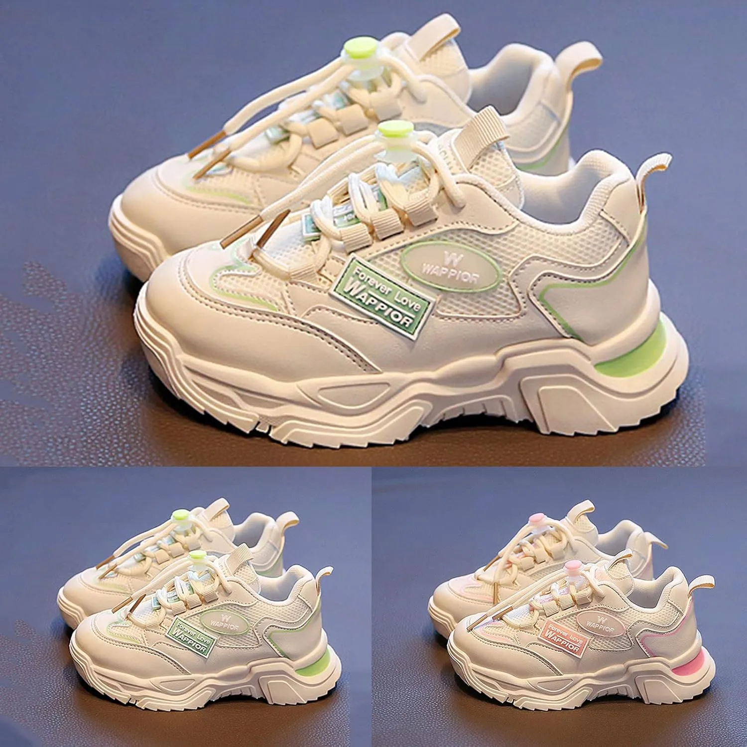 IWIHMIV Boys Lightweight Non Slip Running Shoes Kid Girls Athletic Tennis Shoe Breathable Lightweight Slip on Sports Shoes