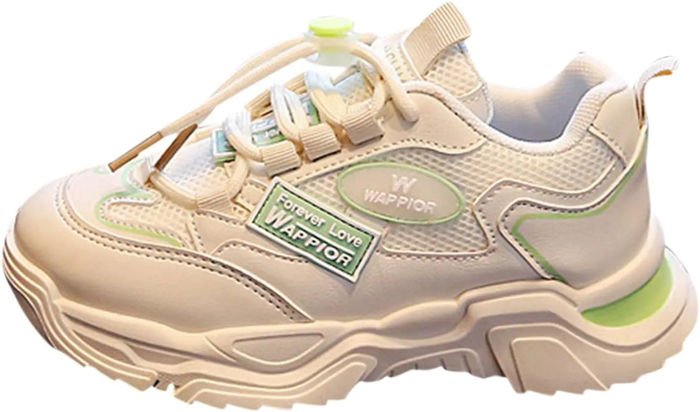 IWIHMIV Boys Lightweight Non Slip Running Shoes Kid Girls Athletic Tennis Shoe Breathable Lightweight Slip on Sports Shoes