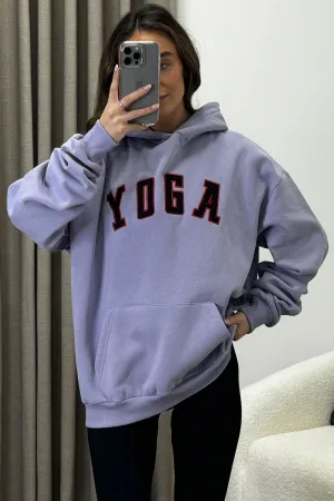 Jaya Lilac Yoga Slogan Oversized Hoodie