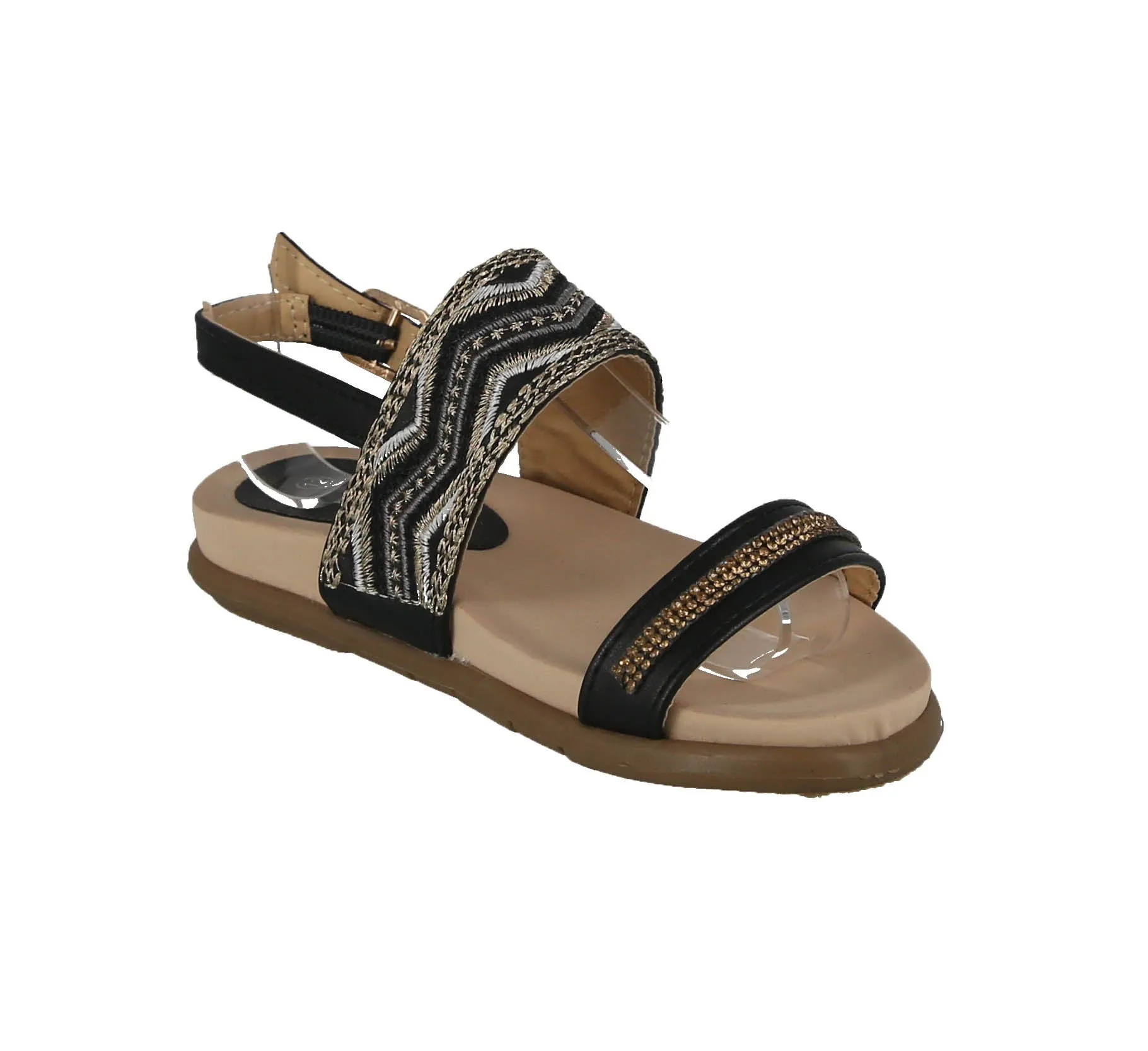 KID'S SHOES BLACK PU LEATHER SANDALS ANYA-9K