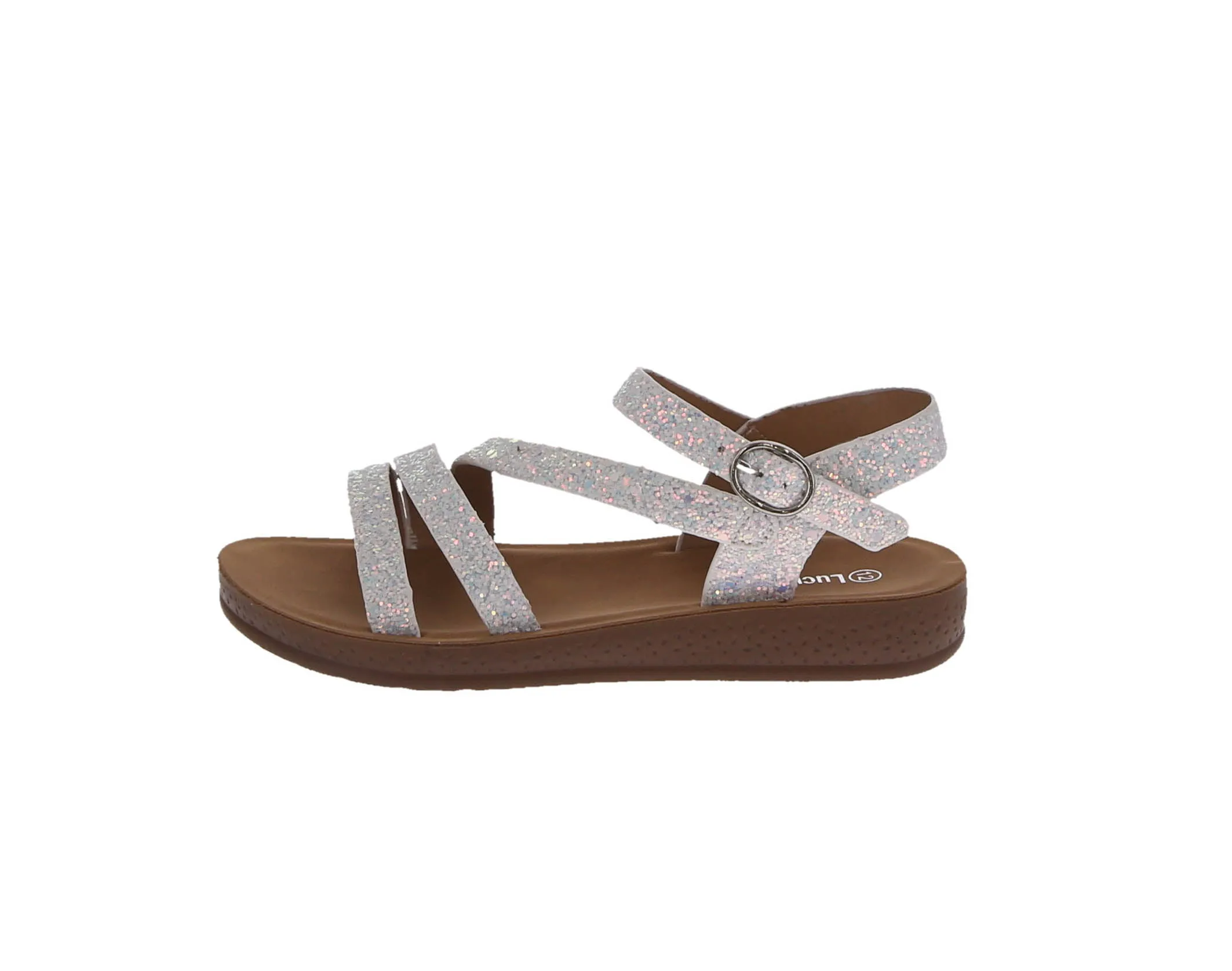 KID'S SHOES WHITE GLITTER SANDALS FAITH-5K