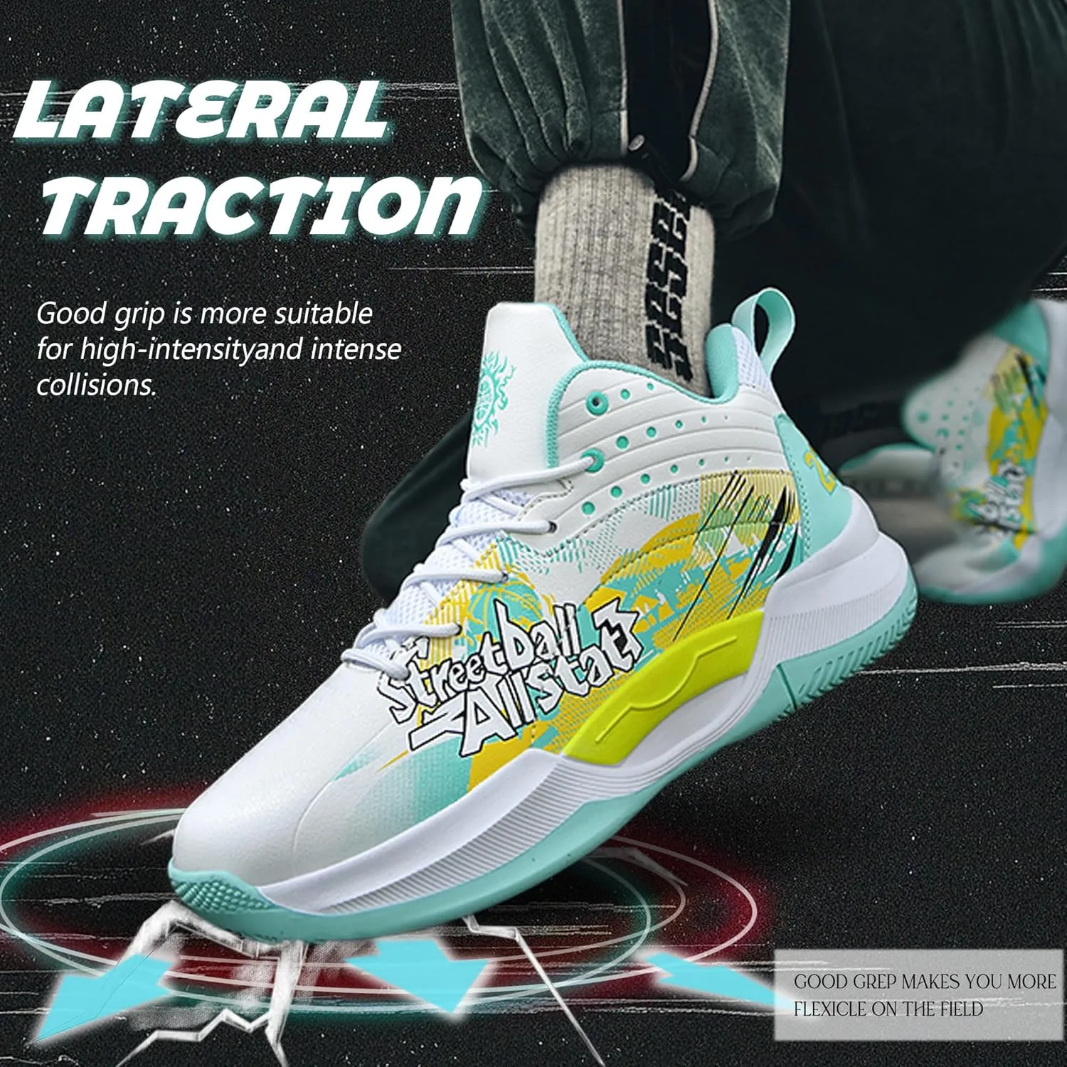 Men's Basketball Shoes Fashionable Multifunctional Outdoor Shoes Lightweight Wear-Resistant Shock-Absorbing Training Shoes Running Shoes