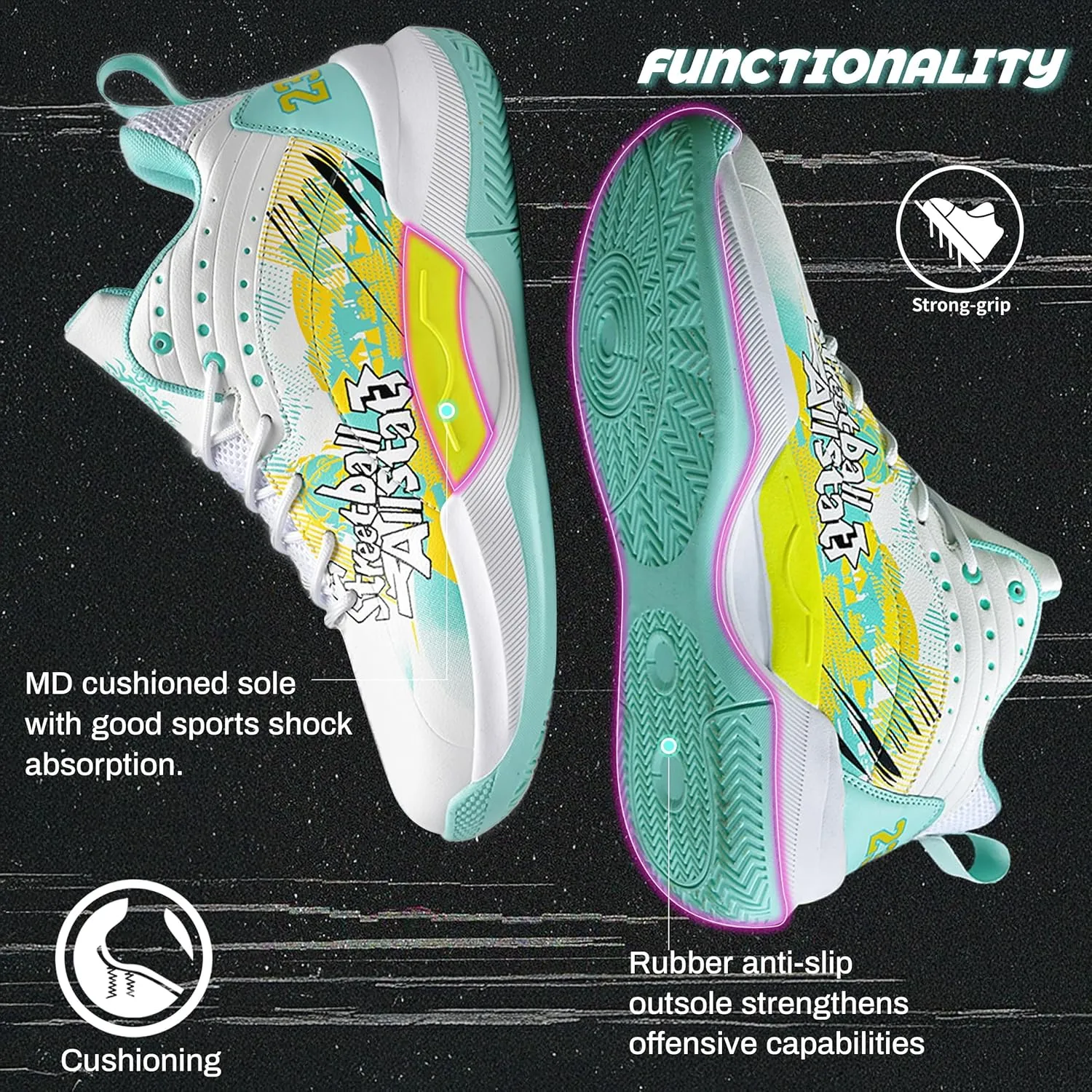 Men's Basketball Shoes Fashionable Multifunctional Outdoor Shoes Lightweight Wear-Resistant Shock-Absorbing Training Shoes Running Shoes