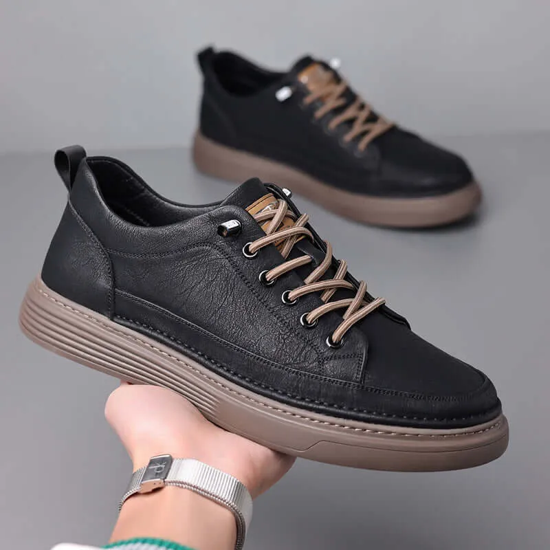 Men's Premium Leather Sneakers with Elastic Band