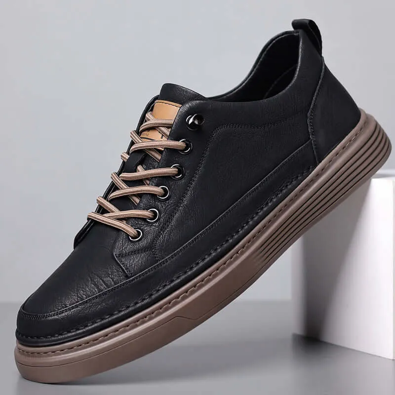 Men's Premium Leather Sneakers with Elastic Band