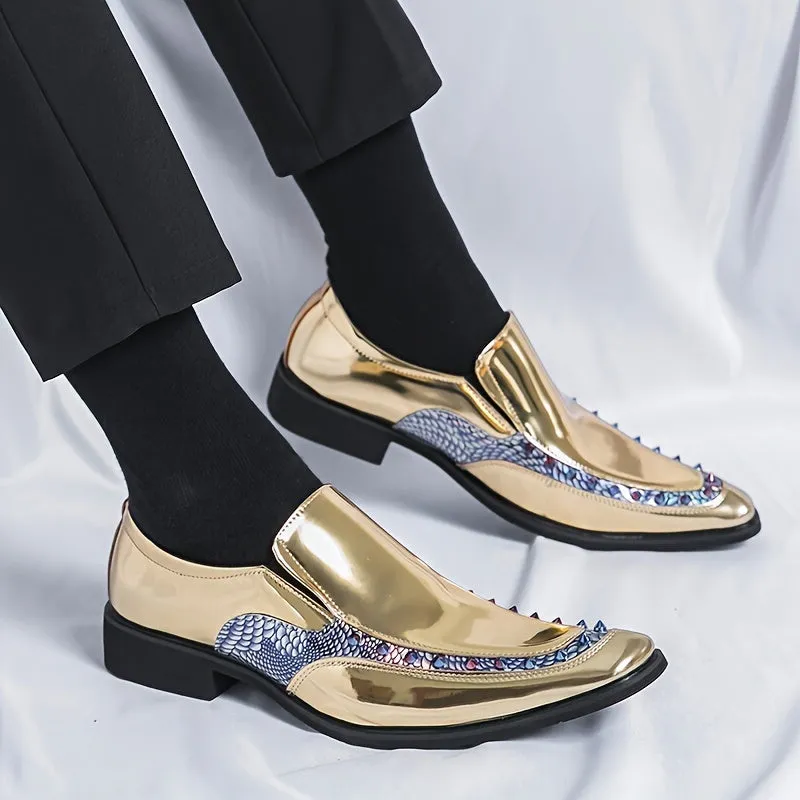 Men's Stylish Rivet Pointed Toe Casino Night Dress Shoes