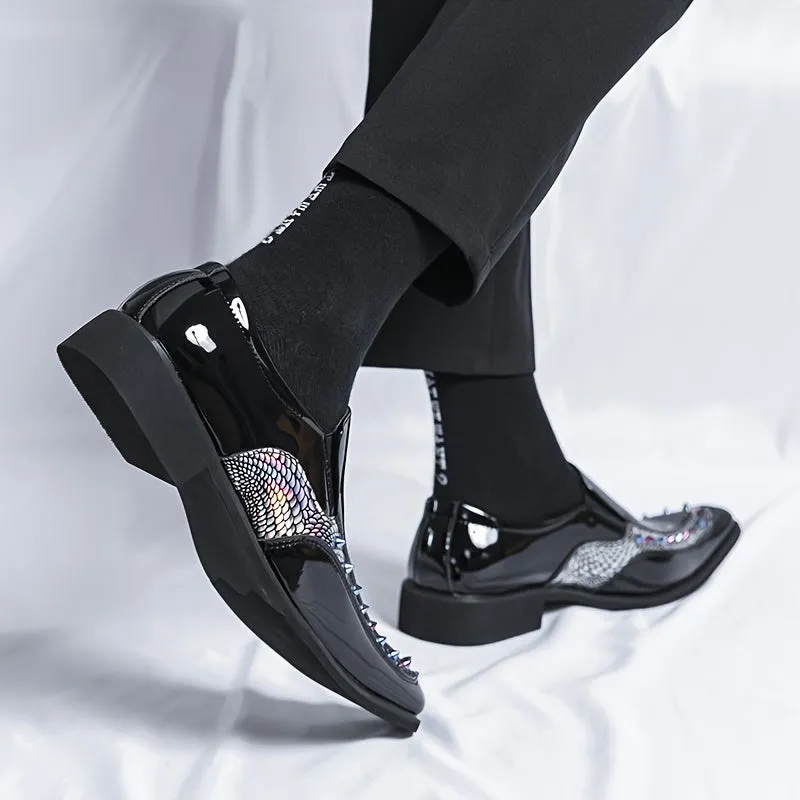 Men's Stylish Rivet Pointed Toe Casino Night Dress Shoes