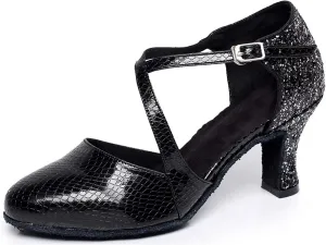 Minishion QJ7045 Women's Closed Toe Synthetic Latin Salsa Tango Dance Shoes