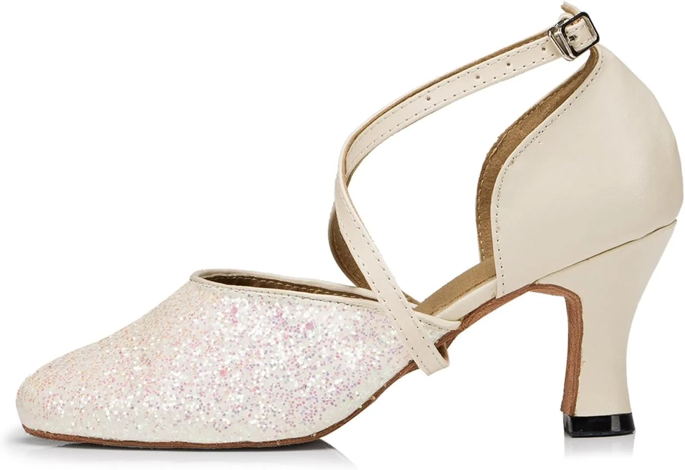 Minishion Women's Cross Strap Glitter Ballroom Latin Salsa Dance Shoes