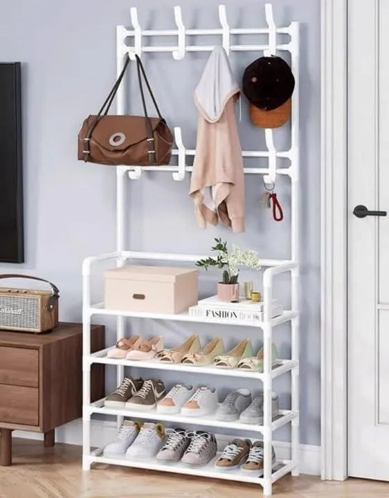 Multi-Tier Shoe Rack & Garment Rack – Stylish, Functional, & Space-Saving