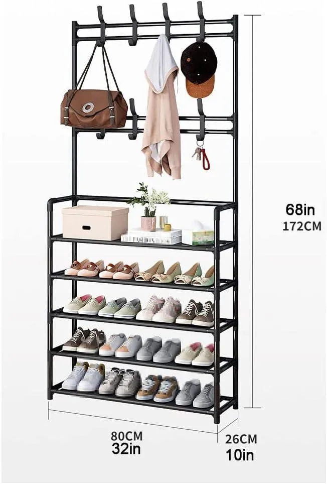 Multi-Tier Shoe Rack & Garment Rack – Stylish, Functional, & Space-Saving
