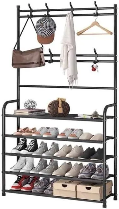 Multi-Tier Shoe Rack & Garment Rack – Stylish, Functional, & Space-Saving