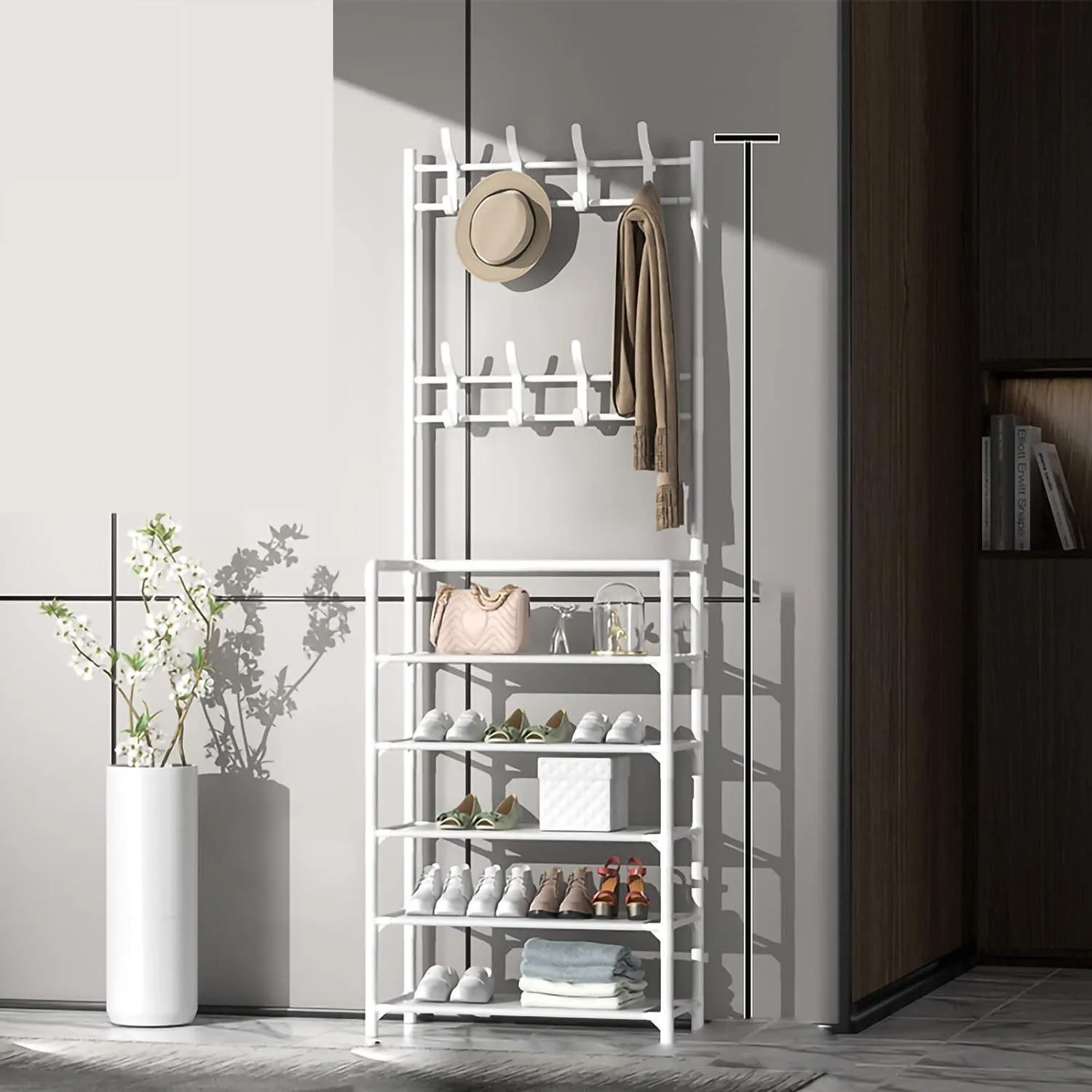 Multi-Tier Shoe Rack & Garment Rack – Stylish, Functional, & Space-Saving