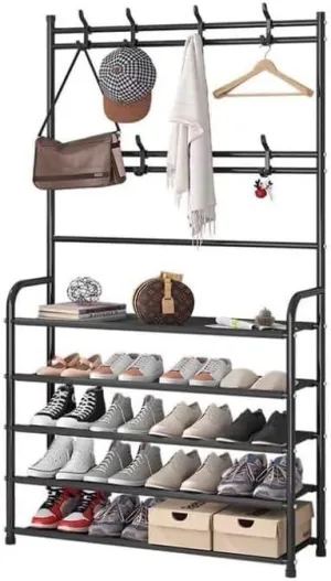 Multi-Tier Shoe Rack & Garment Rack – Stylish, Functional, & Space-Saving