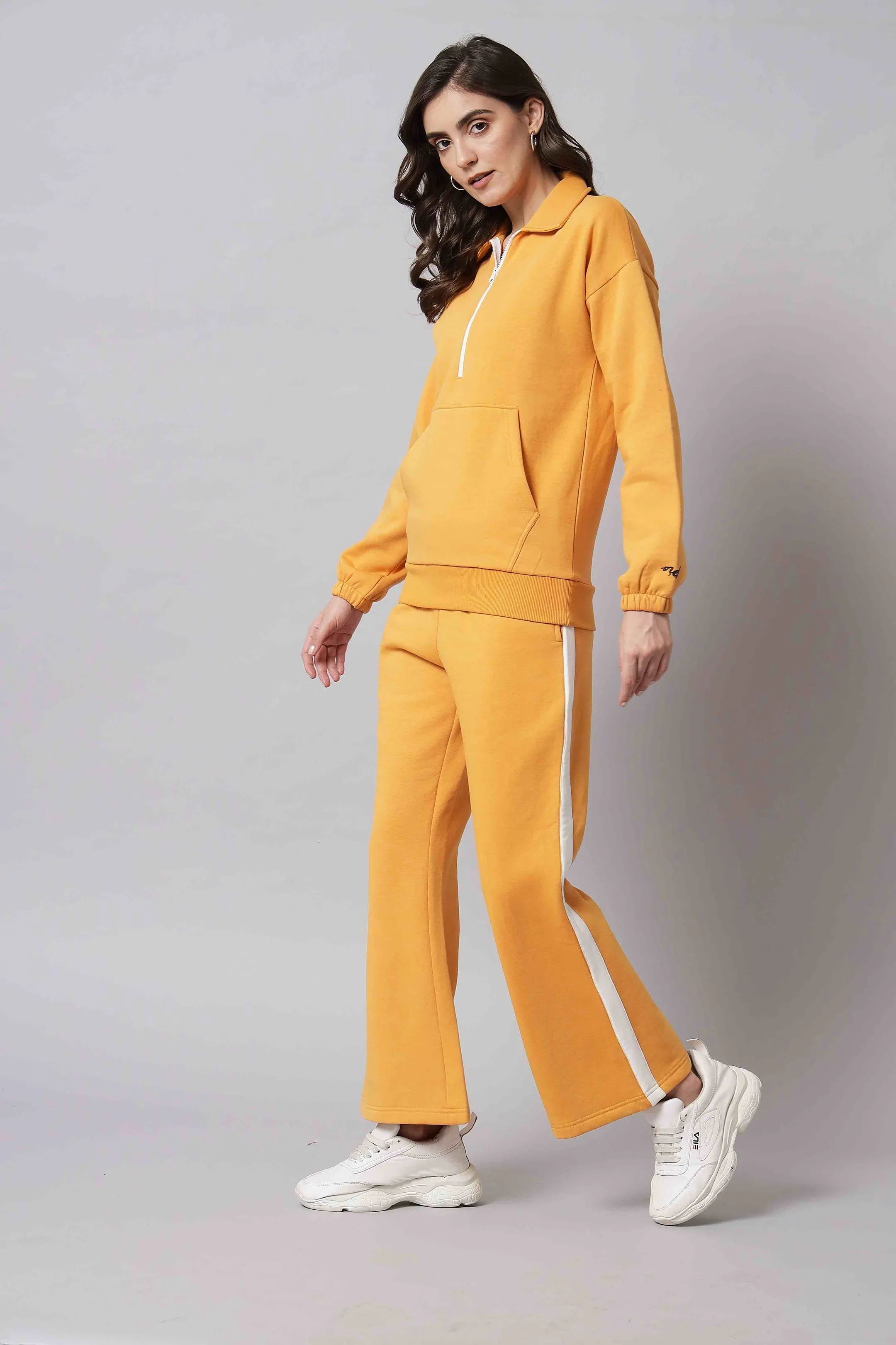 Mustard Half-Zip Collared Sweatshirt