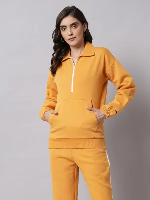 Mustard Half-Zip Collared Sweatshirt