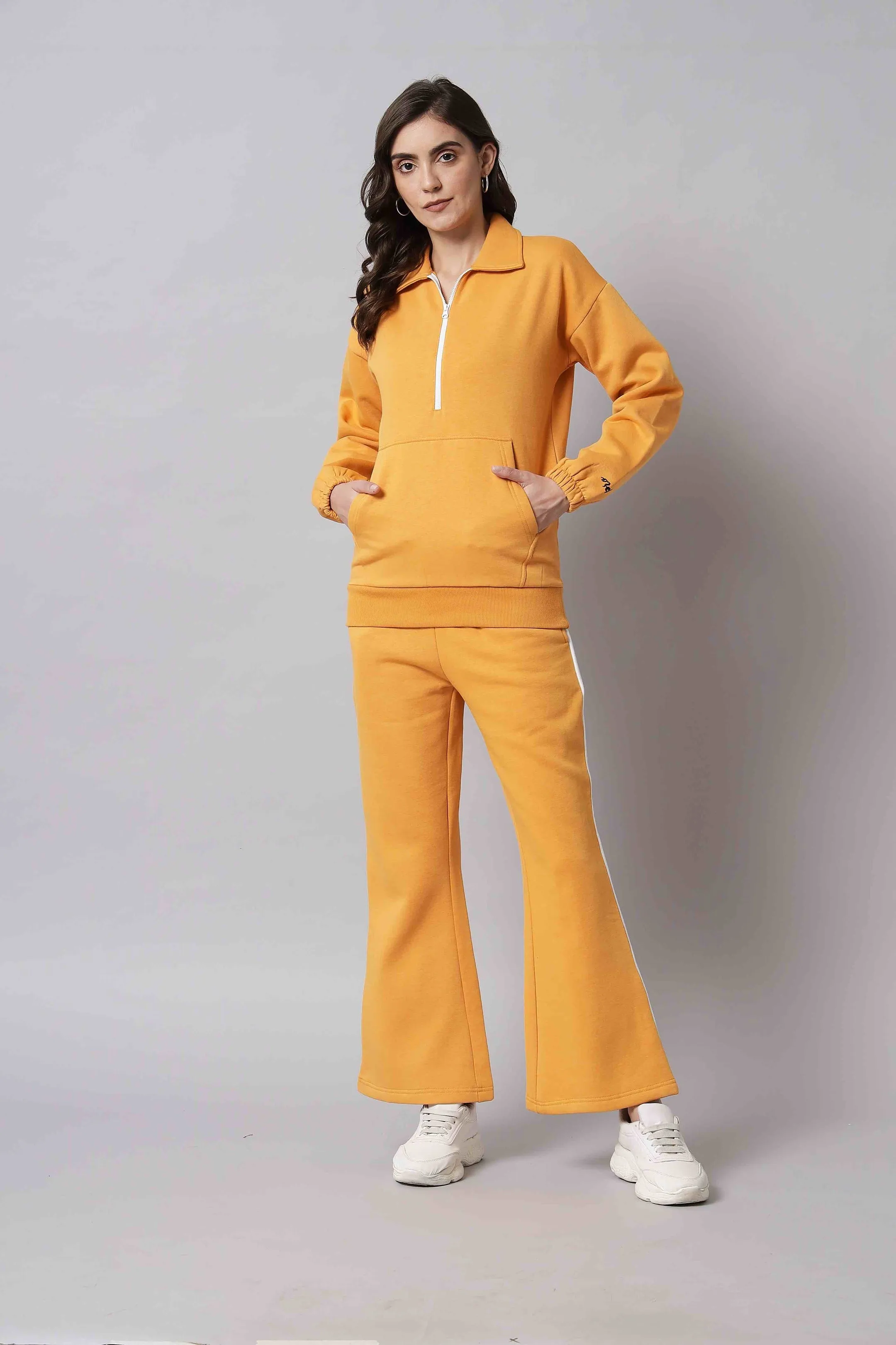 Mustard Half-Zip Collared Sweatshirt